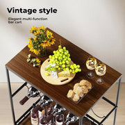 Levede Vintage Bar Cart Wooden Drinks Serving Trolley Mobile Wine Rack Party