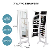 Levede Mirror Jewellery Cabinet Full Length Makeup Storage Jewelry Organiser Box