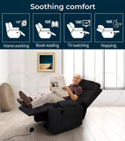 Levede Recliner Chair Electric Lift Chairs Armchair Lounge Fabric Sofa USB Black