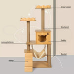 Pawz Cat Tree Scratching Post Scratcher Cats Tower Wood Condo Toys House 132cm