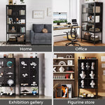 Stacked Tempered Glass Display Cabinet 4Tier Clear Showcase Bookcase Steel