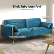Levede Sofa Bed Convertible Lounge Futon Armrest Couch Velvet 3-Seater Recliner