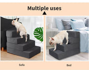 Pawz Pet Ramp Memory Foam Dog Steps Stairs Portable Cat Foldable Ladder For Bed