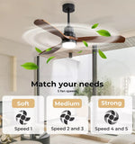 Spector 52'' Wood Ceiling Fan DC Motor with LED Light Remote Control 3 Blades