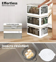Storage Box Plastic Stackable Container Clothes Wardrobe Organiser 5 Side Open