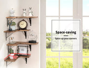 Levede Floating Shelf DIY Corner Hanging Shelves Wall Mounted Storage Wood 4PC