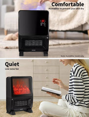 Spector Space Heaters Electric Portable Instant Fireplace Heater 3D Flame 2000W