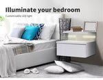 Levede 2x Bedside Tables Side Table LED Wall Mounted Cabinet Floating Nightstand