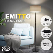 Emitto Modern LED Floor Lamp Stand Reading Light Home Decor Indoor Linen Fabric