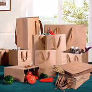 x50 Bulk Kraft Paper Gift Bags Craft Wedding Retail Brown Carry Bag With Handle