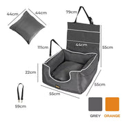 Pawz Pet Car Seat Travel Safety Carrier Bed Waterproof Removable Grey Large