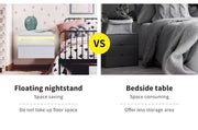 Levede 2x Bedside Tables Side Table LED Wall Mounted Cabinet Floating Nightstand