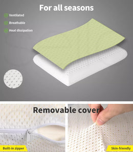 Dreamz 2x Natural Latex Pillow Removable Cover Memory Down Luxurious Soft