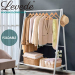 Levede Clothes Rack Wooden Wardrobe Garment Coat Hanging Rail Shoe Storage 120cm