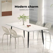 Levede 150cm Dining Table 6 Person Seater Marble Texture Steel Leg Home Office