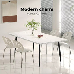 Levede 150cm Dining Table 6 Person Seater Marble Texture Steel Leg Home Office