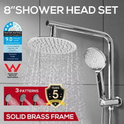 Shower Head High Pressure Set Rain Round Brass Taps Mixer Handheld WELS Silver