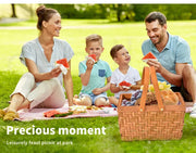 Picnic Basket Deluxe Willow Baskets Outdoor Gift Storage Person Carry Foldable