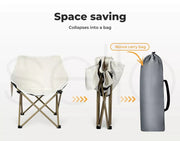 Levede Folding Camping Moon Chair Lightweight Outdoor Chairs Portable Seat Beige