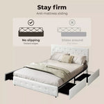 Levede Queen Bed Frame Fabric Tufted Wooden Mattress Base 4 Storage Drawer