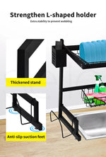 Toque Dish Rack Over Sink Drying Drainer 2 Tier Plate Cup Organizer Steel 65CM