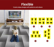 Marlow 20x Carpet Tiles Heavy Commercial Retail Office Gym Flooring 50x50cm Grey