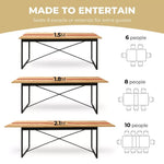 Levede Dining Table Extendable Rectangle Wooden Home Kitchen Seater Steel Frame