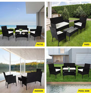 Levede 4PCS Outdoor Furniture Setting Patio Garden Table Chair Set Wicker Lounge