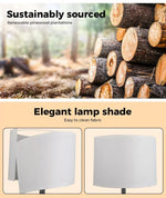 Emitto Floor Lamp Modern Tripod Night Reading Light Wooden Stand Black Shaded