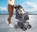 Pawz Large Pet Stroller Dog Cat Carrier Travel Pushchair Foldable Pram 4 Wheels