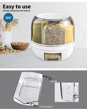 Toque Rice Storage Cereal Dispenser Grain Container Rotating Dry Food Box 10kg