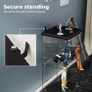 Stacked Display Cabinet Collection Storage Tempered Glass 2 Tier With Lock Black