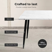 Levede 150cm Dining Table 6 Person Seater Marble Texture Steel Leg Home Office