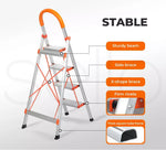 Traderight 4 Step Ladder Folding Aluminium Portable Multi Purpose Household Tool
