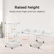 Levede Kitchen Trolley Cart 3 Tiers 180° Swivel Storage Shelf Organiser White