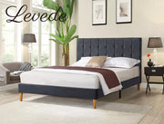Levede Fabric Bed Frame Double Mattress Base Platform Wooden Velvet Headboard