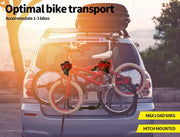 Monvelo Car Bike Rack 3 Bicycle Carrier 2'' Towbar Hitch Mount Steel Foldable