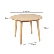 Levede Dining Table Round Rubberwood Base Kitchen Cafe Restaurant 100/120cm
