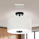 Emitto Led Ceiling Light Modern Bedroom Pendant Lights Linen Shade Flush