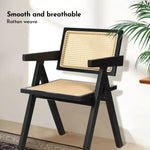 Levede 1x Armchair Dining Chair Wicker Wooden Chairs Rattan Accent Lounge Seat