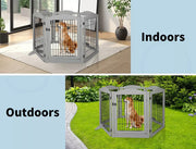 Pawz 6 Panels Pet Dog Playpen Puppy Exercise Cage Enclosure Fence Indoor Grey