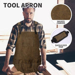 Waxed Canvas Tool Apron Adjustable Workshop Chef Waterproof Woodworking