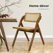 Levede 2X Dining Chairs Foldable  Accent Wooden Chair Rattan Furniture Lounge