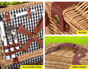 Picnic Basket 2/4 Person Insulated Baskets Set Wicker Outdoor Blanket Gift Park