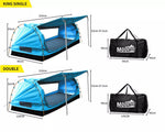 Mountview Double King Single Swag Camping Swags Canvas Dome Tent Standing Blue