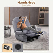 Levede Electric Chair Recliner Swivel Lazy Sofa Armchair Lounge USB Charge Grey
