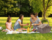 4 Person Picnic Basket Baskets Set Outdoor Blanket Willow Deluxe Folding Handle
