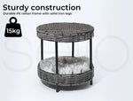 Pawz Rattan Pet Bed Elevated Raised Cat Dog House Wicker Basket Kennel Table