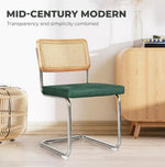 Levede 2xRattan Chair Dining Chairs Cesca Replica Cantilever Velvet Padded Green