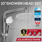 High Pressure Shower Head Set Rain Round Brass Taps Mixer Handheld WELS Silver
